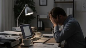 Person experiencing gig economy platform taxes overwhelm